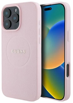 Панель Guess Hardcase Grained Ring MagSafe для Apple iPhone 16 Pro Pink (GUHMP16LPGHSMMP)