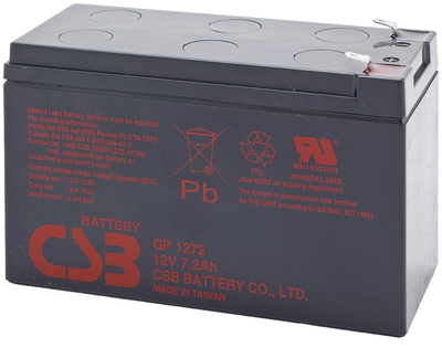 Аккумуляторная батарея CSB AGM VRLA 12 V 7.2 Ah GP1272 F2 (5904006036061)