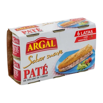Паштет зі свинячої печінки Argal Sabor suave Pate з ніжним смаком 6шт 498г