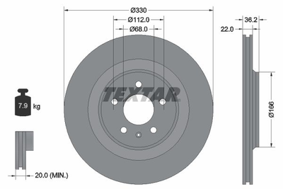 Диски гальмові TEXTAR 92160303 Audi A4, A5, Q5 8K0615601C