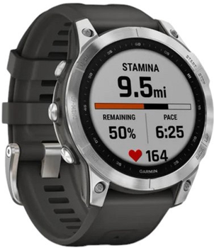 Спортивний годинник Garmin Fenix 7 47 mm Silver with Graphite Band (010-02540-01)