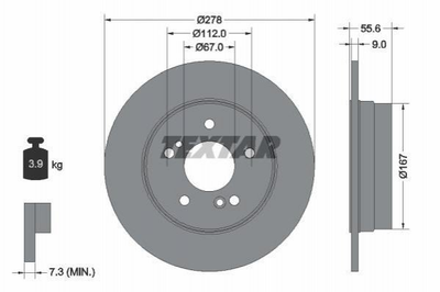 Диски гальмові TEXTAR 92032703 Mercedes E-Class, C-Class; Chrysler CROSSFIRE 1244230412, 1244230512, 1244231012