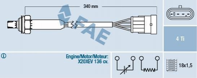 Лямбда зонд FAE 77300 Opel Omega 855331, 855324, 90528640