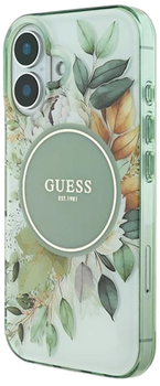 Etui Guess Hardcase IML Flower & Tonal Circle MagSafe do Apple iPhone 16 Plus Green (GUHMP16MHFWBDCEN)