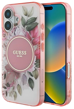 Etui Guess Hardcase IML Flower & Tonal Circle MagSafe do Apple iPhone 16 Plus Pink (GUHMP16MHFWBDCEP)