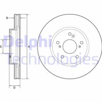 Тормозные диски Delphi BG4785C Honda HR-V 45251T8MG01, 45251T7WA01