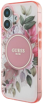 Etui Guess Hardcase IML Flower & Tonal Circle MagSafe do Apple iPhone 16 Pink (GUHMP16SHFWBDCEP)