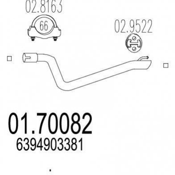 Труба глушника MTS 0170082 Mercedes Vito A6394903381, 6394903381