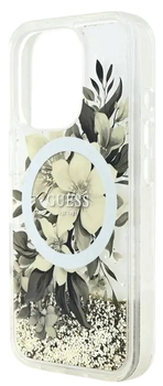 Панель Guess Hardcase Liquid Glitter Flower MagSafe для Apple iPhone 16 Beige (GUHMP16SLFMWTE)