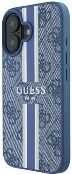 Панель Guess Hardcase 4G Printed Stripes MagSafe для Apple iPhone 16 Blue (GUHMP16SP4RPSB)