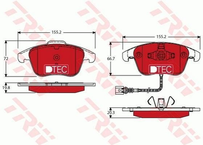 Тормозные колодки TRW GDB1762DTE Volkswagen Tiguan, Sharan; Audi Q3 5N0698151, 5N0698151A, 5N0698151B