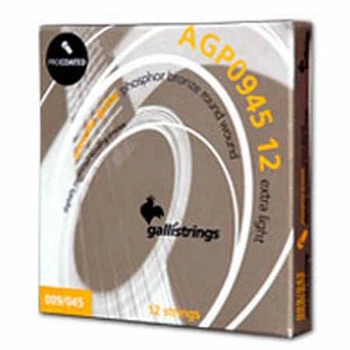 Струни для акустичної гітари Gallistrings AGP0945-12 (.009-.045), ProCoated, EXTRA LIGHT, Phosphor Bronze