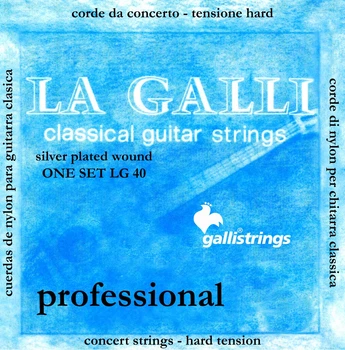 Струни для класичної гітари Gallistrings LG40 (.029-.045), La Galli, HARD, Silver