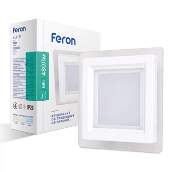 Світлодіодна панель зі склом Feron AL2111 6W 5000K