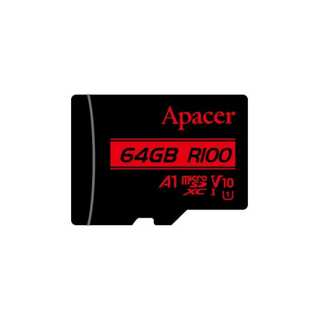 Карта памяти microSDHC (UHS-1) Apacer 64Gb class 10 V10 A1 R100MB/s (AP64GMCSX10UB-RA) Black