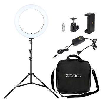 Кольцевая LED лампа 48 см и штатив 1.8М Zomei ZM448 |180cm Tripod Stand, Plug Powered, 3200-5600K|