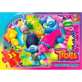 Пазл детский G-Toys TR0075 Тролли 35 элементов Разноцветный (87142)