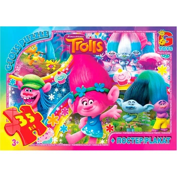 Пазл дитячий G-Toys TR0077 Тролі 35 елементів Різнокольоровий (87143)
