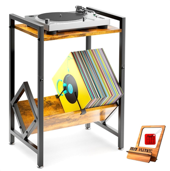Стол органайзер для винилового проигрывателя 112Pens Record Player Stand с держателем для пластинок 2 яруса (B0CJV1SQB2)