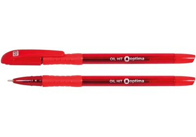 Ручка масляная OPTIMA OIL HIT 0,5 мм, красная, O15630-03