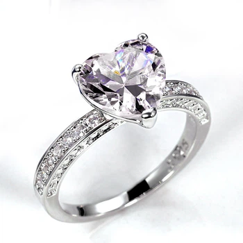 Кольцо Сердце 46508, 18 серебристое