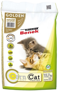 Żwirek dla kotów zbrylajacy Super Benek Corn Cat Golden 25 l (5905397020271)