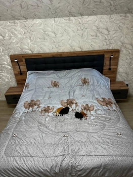 Ковдра з верблюжої вовни натуральна зимова Євро 200*230 см Сірий (П4К-rai-vip-kovdra-001-02)