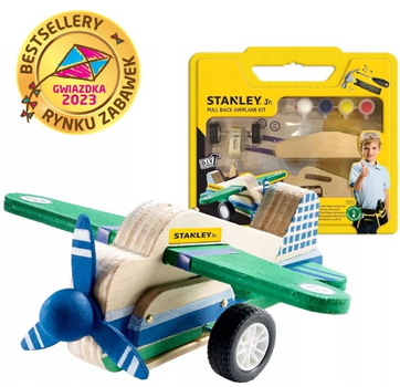 Конструктор дерев'яний Stanley Jr Літак з двигуном 24 елементи (7290014259966)