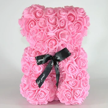 Медведь из 3D роз Teddy Bear 25 см мишка из роз розовый