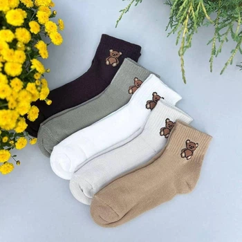 Жіночі короткі зимові махрові шкарпетки NiceSocks Мишки, 5 пар/36-40р.