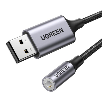 Звукова карта Ugreen CM477 USB AUX Jack TRRS(Mic+Ear) KT0210 25 см Чорна (30757)