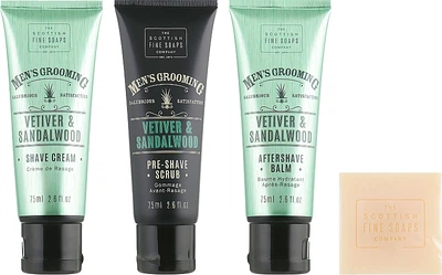 Набор - Scottish Fine Soaps Luxurius Giftset Vetiver & Sandalwood (scrub/75ml + shaving/cr/75ml + a/sh/balm/75ml + soap/40g) Набор (1070650-0-2)