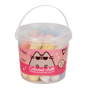 Крейда кольорова Yes Pusheen 16 шт JUMBO у відрі 400479