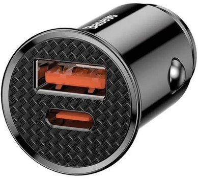Автомобильное зарядное устройство Baseus Circular Plastic 30W Quick Charge (PD3.0/QC4.0+) USB/Type-C (5A) Black