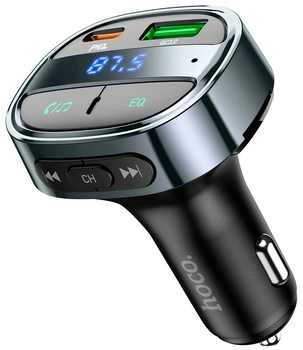 Автомобільний FM-трансмітер (модулятор) Hoco E70 30W Magic Night (Bluetooth 5.0/USB/TF) із швидкою зарядкою Type-C&USB (PD3.0+QC3.0), чорний