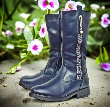 Зимние сапоги на овчине кожа для девочки WeeStep 8323 синие 37 (стелька 23,4см)