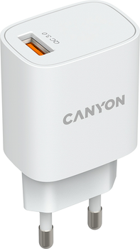 Ładowarka sieciowa Canyon H-18-01 QC 3.0 18W USB-A White (CNE-CHA18W)