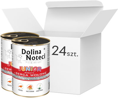 Mokra karma dla psów Dolina Noteci Premium Junior z sercem wołowym 24 x 400 g (5902921394075)