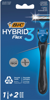 Станок для гоління Bic Flex 3 Hybrid чоловічий з 2 змінними картриджами 1 шт (3086123519114)