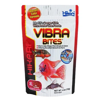 Корм Hikari Tropical Vibra Bites XL 125г (черви) ~7-8мм для аквариумных рыб длинной от 8 до 15-20 см Очень медленно-тонущий