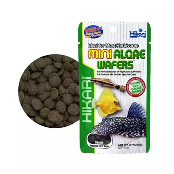Корм Hikari Tropical Mini Algae Wafers (диски) 5мм для растительноядных рыб длиной 3 см Тонущий