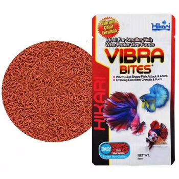 Корм Hikari Tropical Vibra Bites Baby (черви) 3,5-4мм для аквариумных рыбок длинной от 2,5-3 до 6-7 см Очень медленно-тонущий