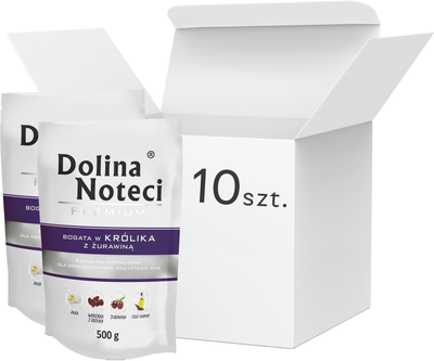 Mokra karma dla psów Dolina Noteci Premium Bogata w królika z zurawiną 10 x 500 g (5902921380849)