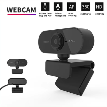 Веб камера HD(1920x1080) с автофокусом и микрофоном (с шумоподавлением), USB подключение, подходит для всех ОС