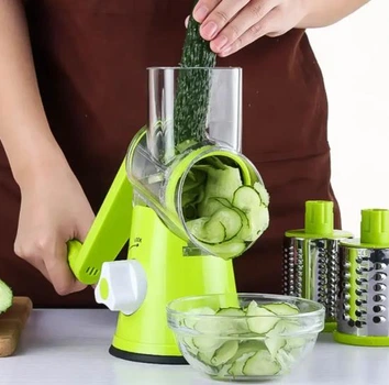 Мультислайсер для овочів та фруктів Kitchen Master зелений ручна овочерізка тертка шатківниця