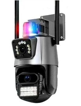 Уличная охранная поворотная WIFI камера Dual Lens Zoom 8MP сирена, зум, iCSee с удаленным доступом и ночной съемкой