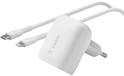 Ładowarka ścienna Belkin 20 W USB-C - Lightning PD PPS White (745883841387)