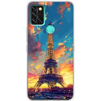 Силиконовый Чехол с Картинкой для Umidigi A9 Pro Принт (Париж, Эйфелева Башня) (56086-ysm038)