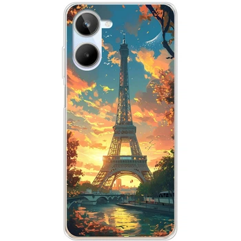 Силиконовый Чехол с Картинкой для Realme 10 4G Принт (Париж, Эйфелева Башня) (46066-ysm037)