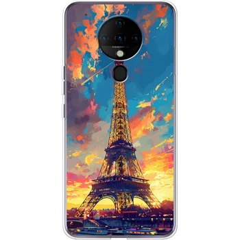 Силиконовый Чехол с Картинкой для Tecno Spark 6 Принт (Париж, Эйфелева Башня) (43984-ysm038)